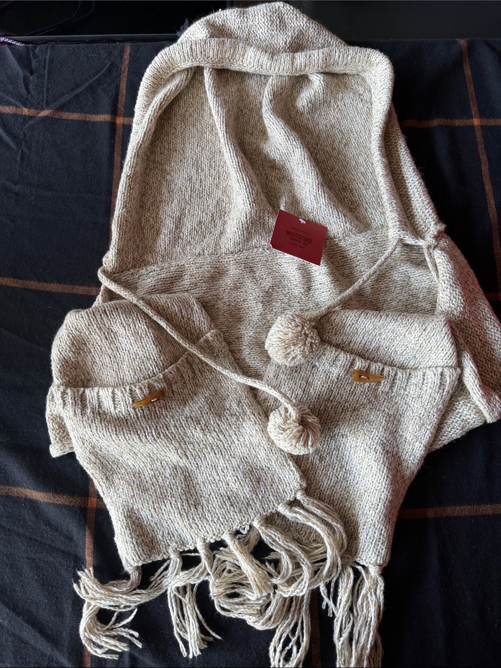Mossimo Supply Co. Hooded Fringe Sweater in Beige